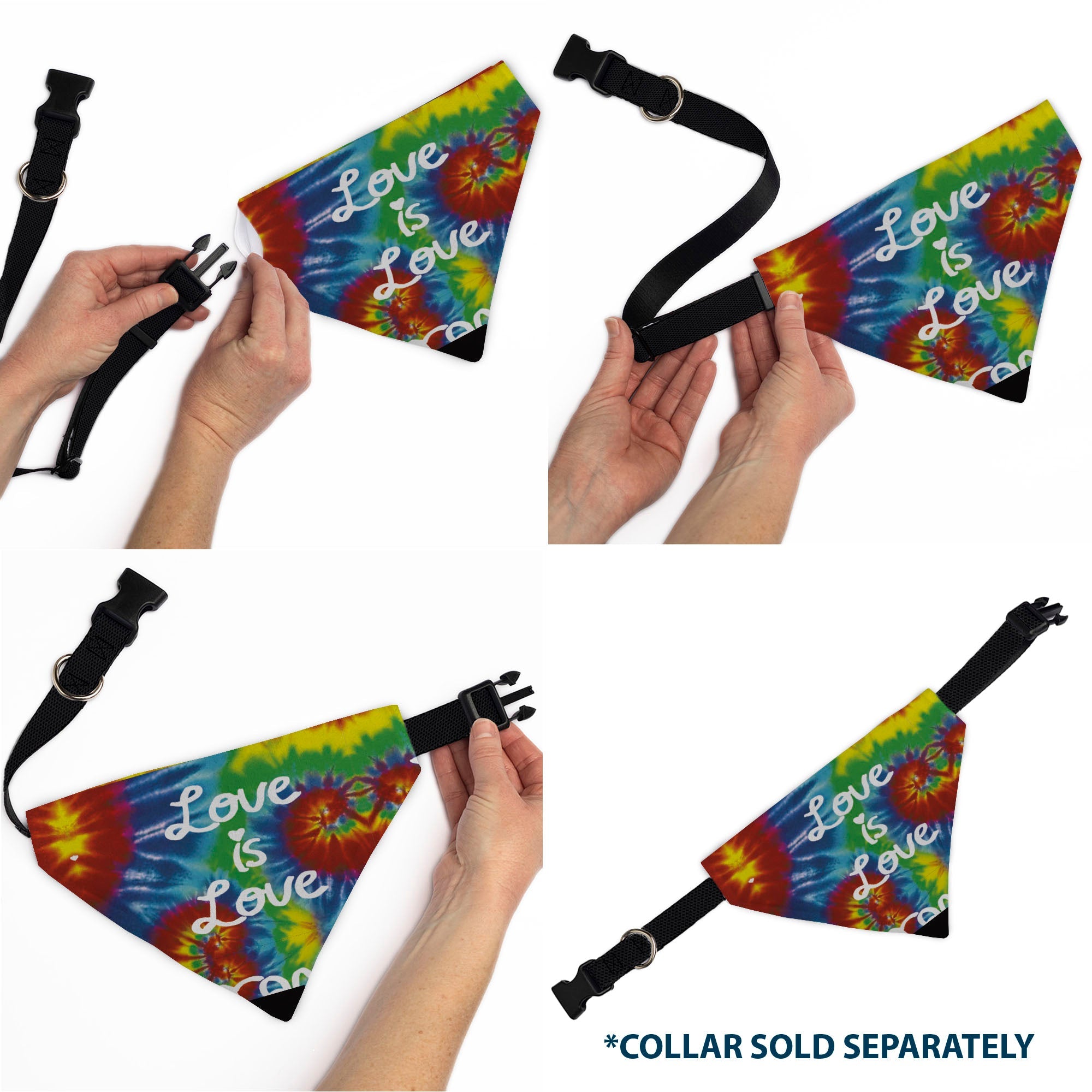 Pet Bandana - LOVE IS LOVE BD Tie Dye/White