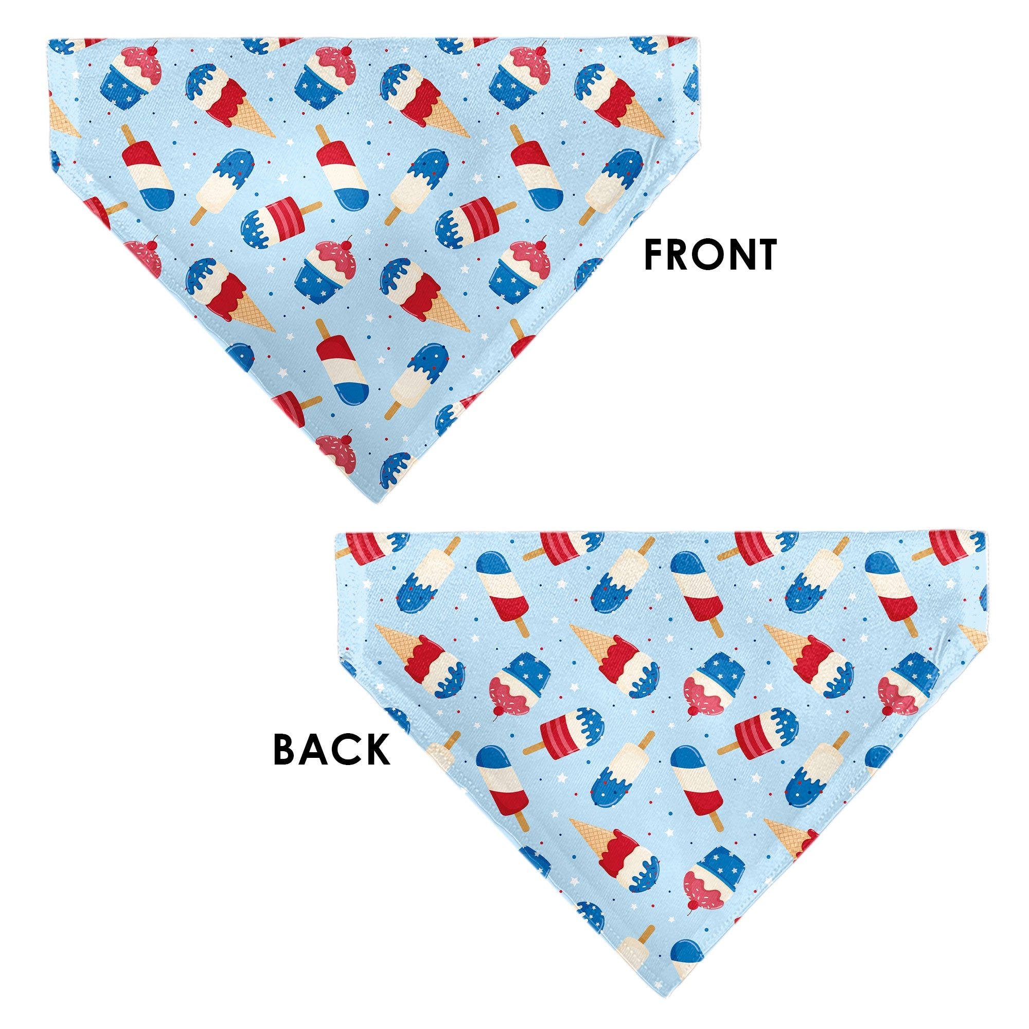 Pet Bandana - Stars and Stripes Desserts Scattered Baby Blue/Red/White/Blue