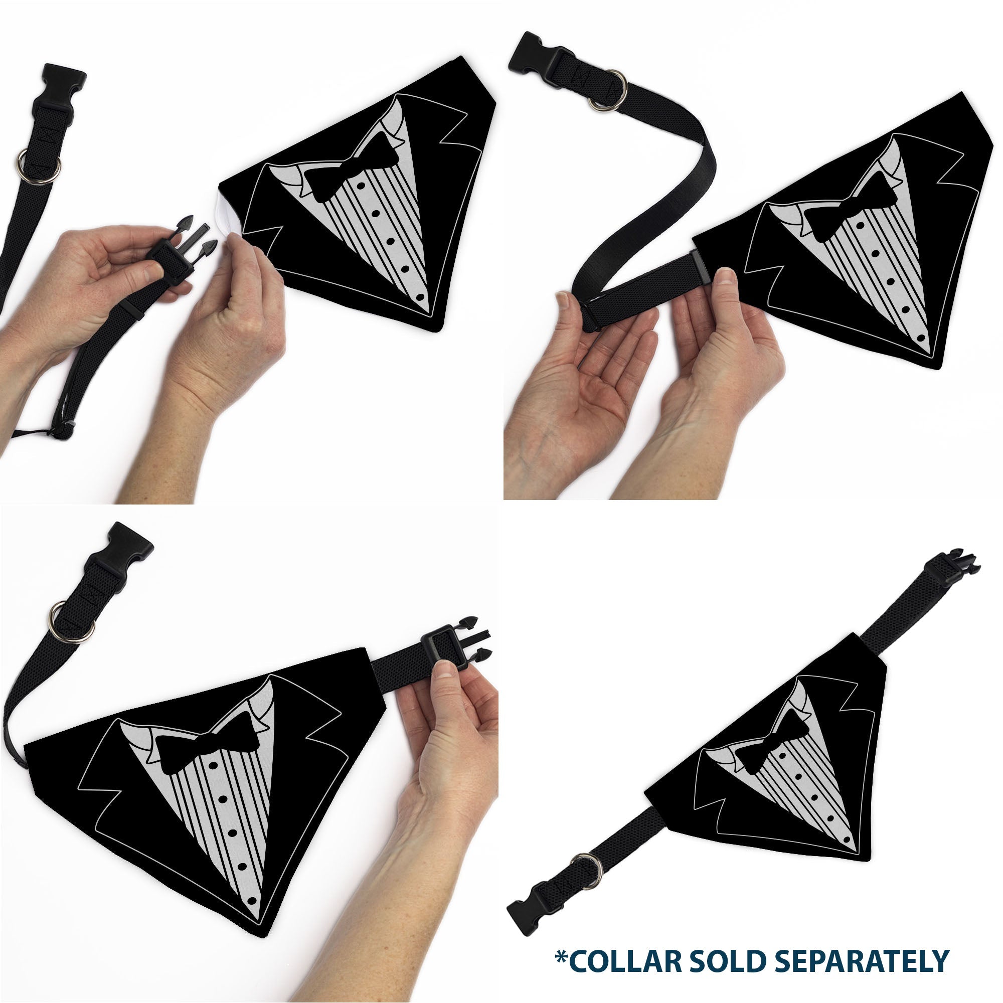 Pet Bandana - Tuxedo Shirt Print Black/White