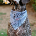 Load image into Gallery viewer, Pet Bandana - Lilo & Stitch Stitch Winking Pose and Polka Dots White/Blue
