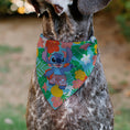 Load image into Gallery viewer, Pet Bandana - Lilo & Stitch Stitch Hang Loose Pose Floral Collage Blue
