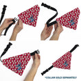Load image into Gallery viewer, Pet Bandana - Lilo Dress Leaves & Stitch Sitting Pose Red/White
