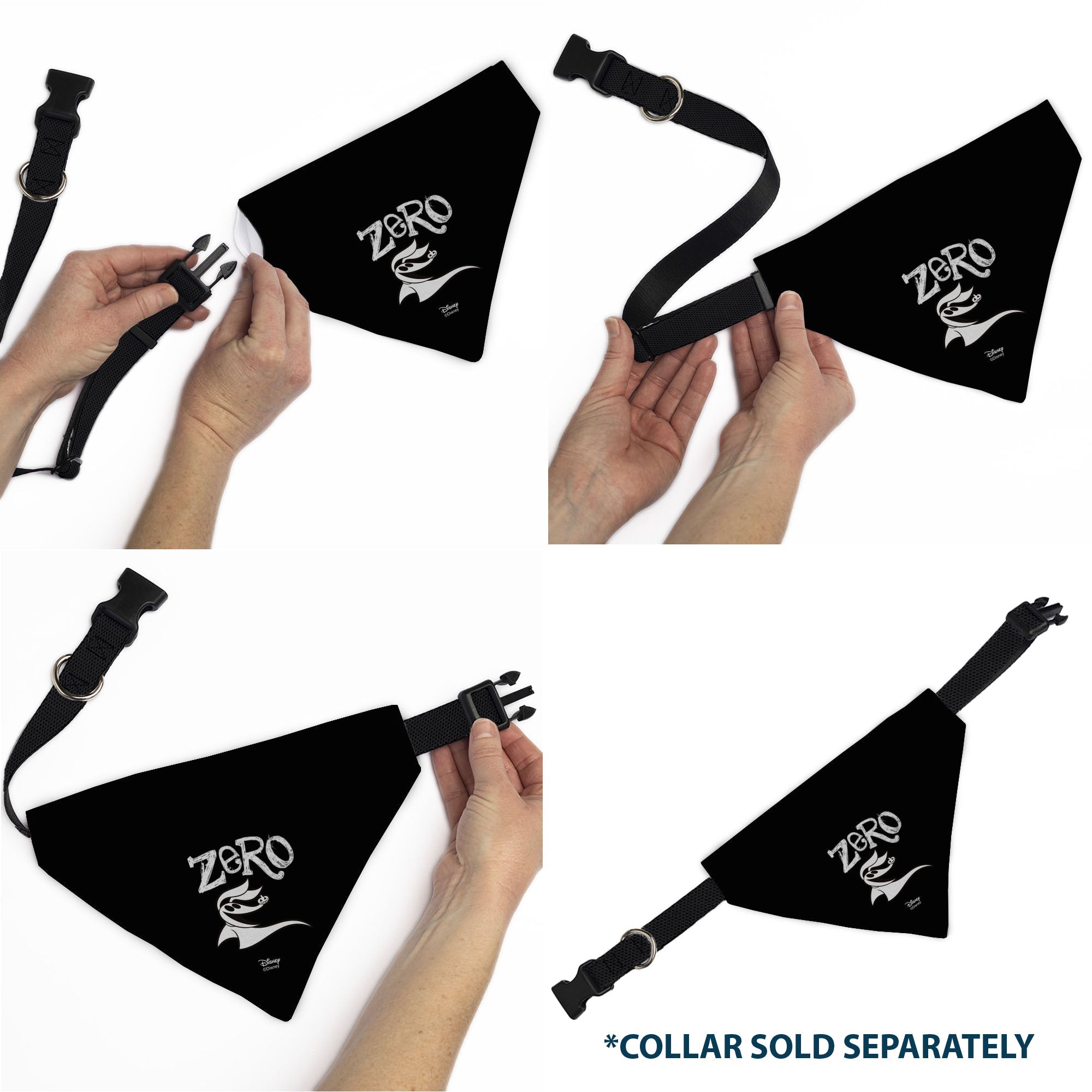 Pet Bandana - Nightmare Before Christmas ZERO Smiling Pose Black/White