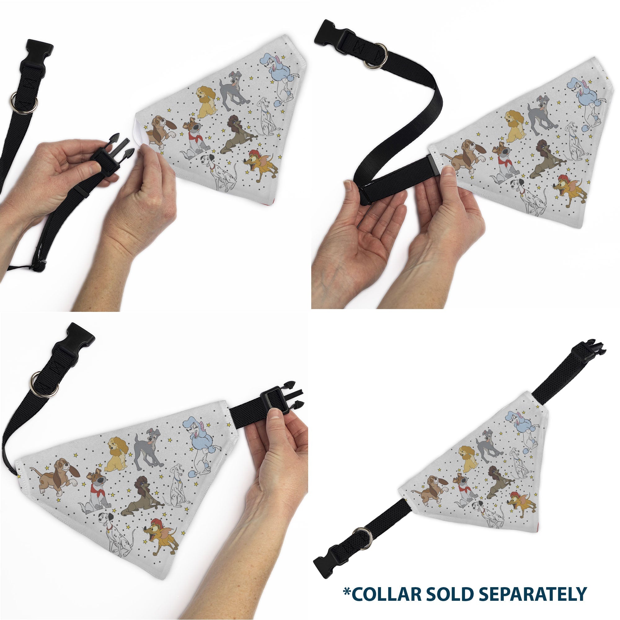 Pet Bandana - Disney Dogs 9-Dog Group Collage/Stars White/Black/Yellow