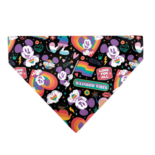 Pet Bandana - Mickey Mouse Pride Poses Rainbow Collage Black