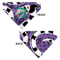 Load image into Gallery viewer, Pet Bandana - Beetlejuice Sandworm Pose and Skulls Icon Purple/Black
