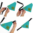 Load image into Gallery viewer, Pet Bandana - Scooby Doo Logo Centered and Collage Blue/Yellow
