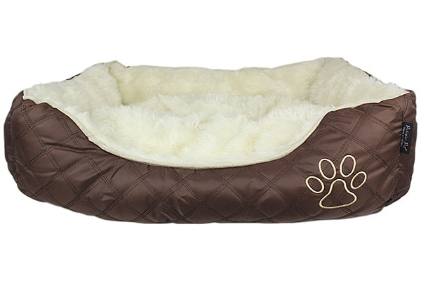 Parisian Pet 'Oxford Quilted Bed' for Dogs & Cats - Soft, Durable, Lightweight, Washable, Stylish Brown Quilted Bed for Small Pets