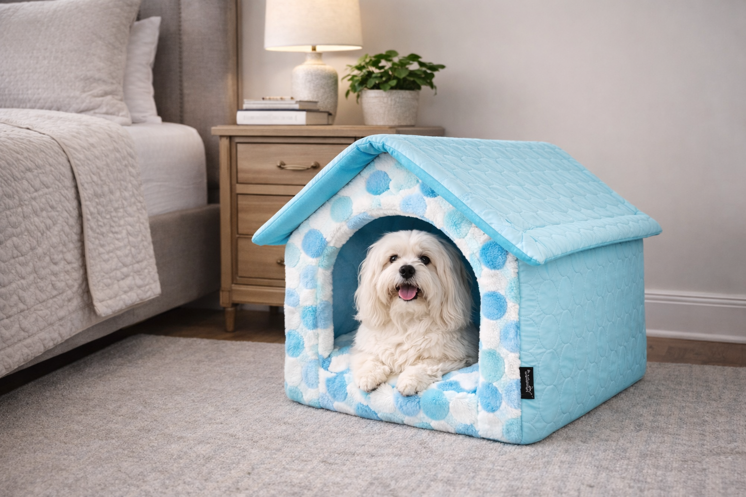 Parisian Pet 'Cotton Candy House' (M) for Dogs & Cats - Luxury, Washable, Soft Blue Pet House for Medium-Sized Pets