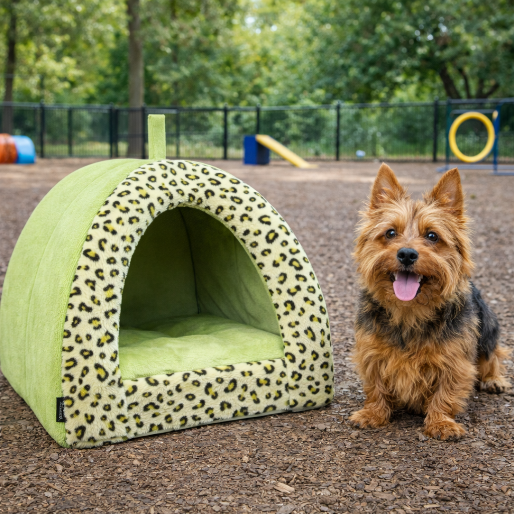 Parisian Pet 'Safari Cove' for Dogs & Cats - Durable, Comfortable, Washable Green Safari Pet Bed, Perfect for Small Pets
