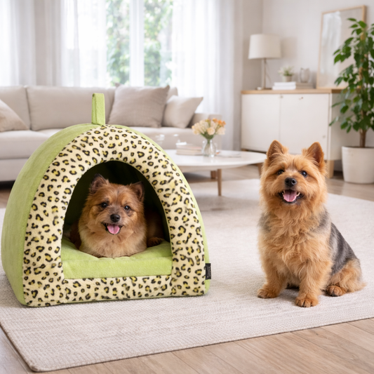Parisian Pet 'Safari Cove' for Dogs & Cats - Durable, Comfortable, Washable Green Safari Pet Bed, Perfect for Small Pets