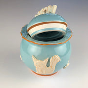 Cat Treat Jar - Sky Blue