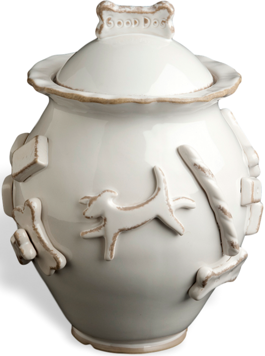 Dog Treat Jar - French White