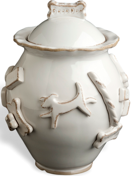 Dog Treat Jar - French White