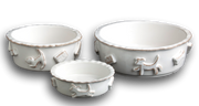 Dog Food/Water Bowl - French White