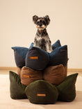 Load image into Gallery viewer, OULU X PEHOM - CUDDLE PET PILLOW BED- Navy Blue / Olive Green / Canyon Brown
