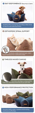 Load image into Gallery viewer, OULU X PEHOM - CUDDLE PET PILLOW BED- Navy Blue / Olive Green / Canyon Brown
