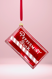 Peppermint Candy Box Glass Ornament