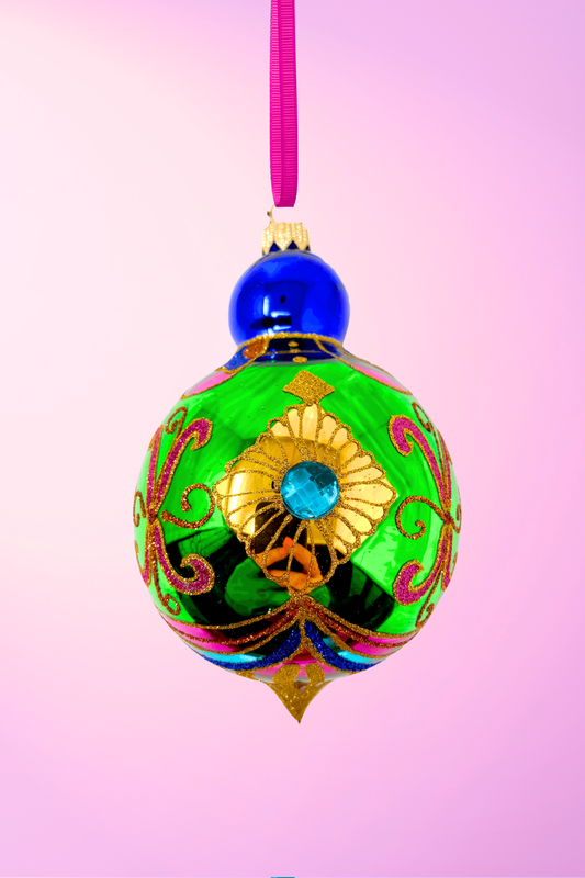Peridot Sparkling Gem Glass Christmas Bauble - Southlake Paws