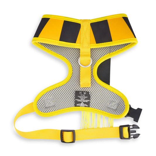 Pet Harness - Harry Potter Hufflepuff Stripe Yellow/Black with Scarf Applique