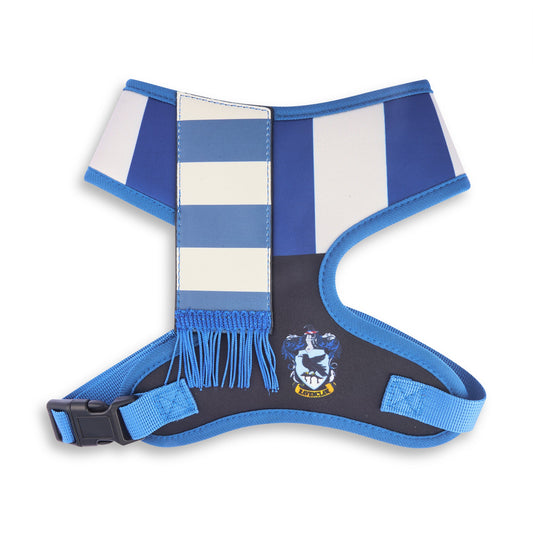 Pet Harness - Harry Potter Ravenclaw Stripe Blue/Gray with Scarf Applique