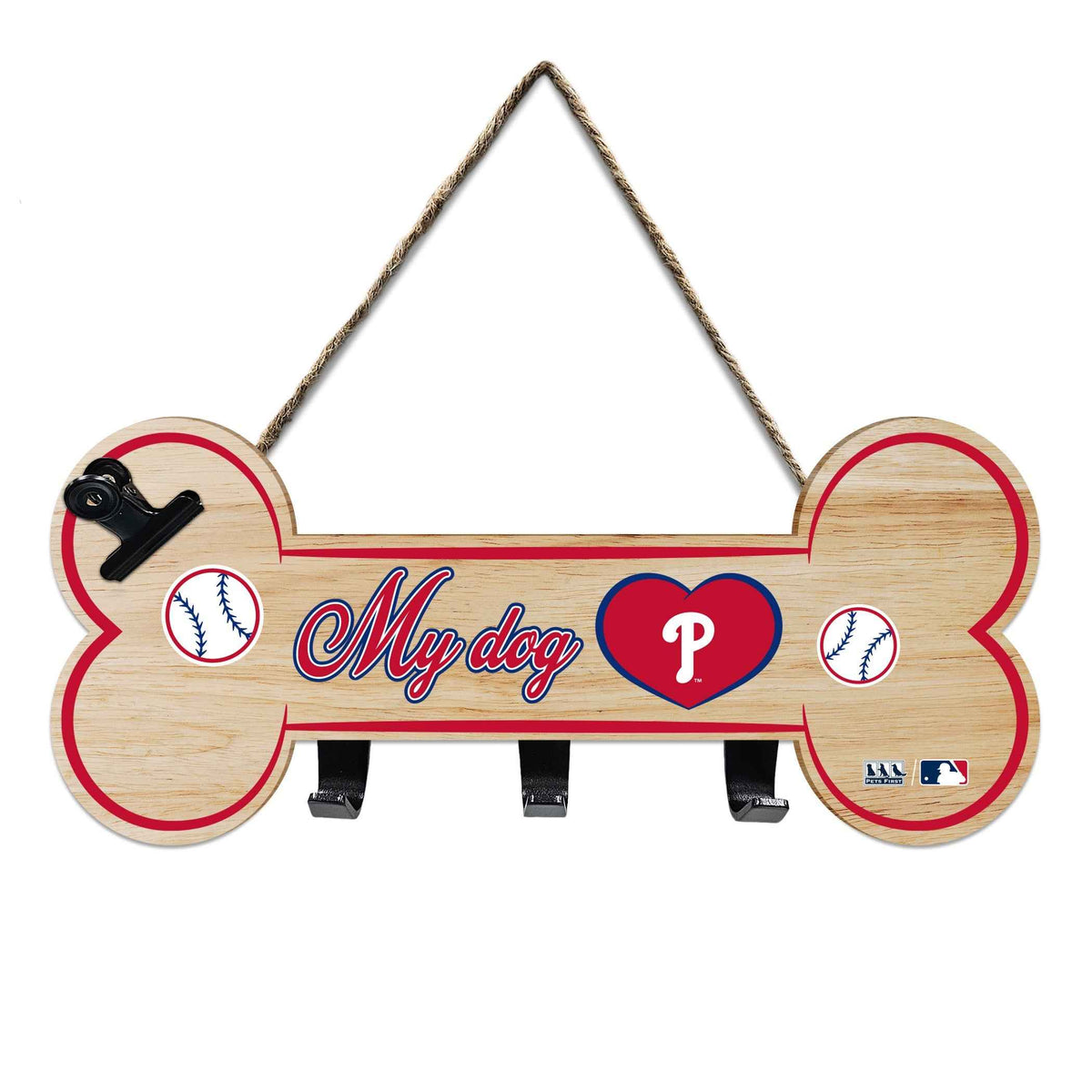 Philadelphia Phillies Bone Shape Sign With Hooks
