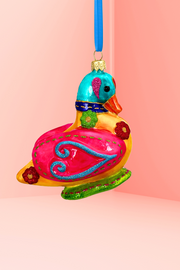 Folk Duck Polish Glass Ornament 