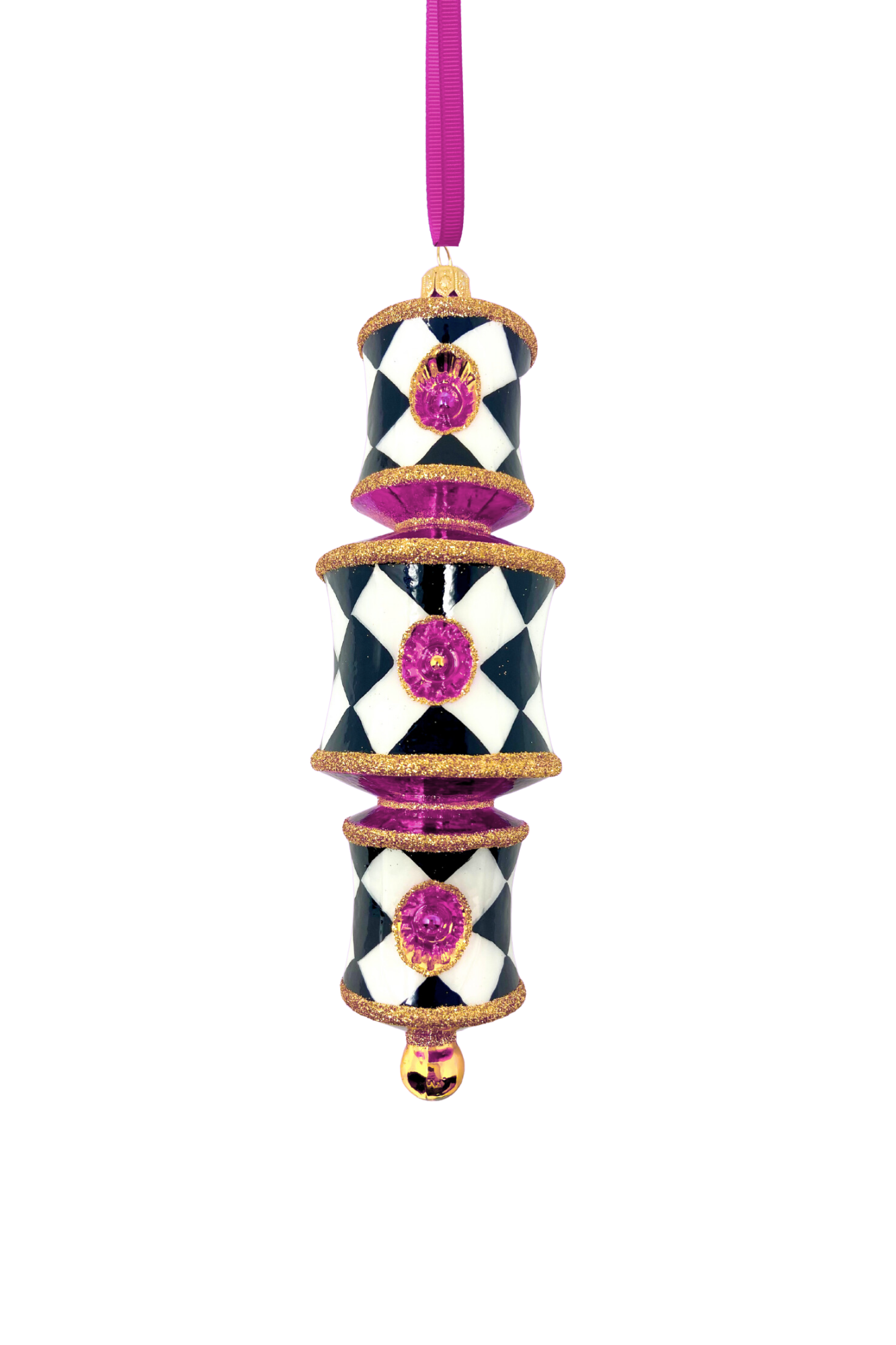 Pink Harlequin Dazzler Glass Ornament - Southlake Paws