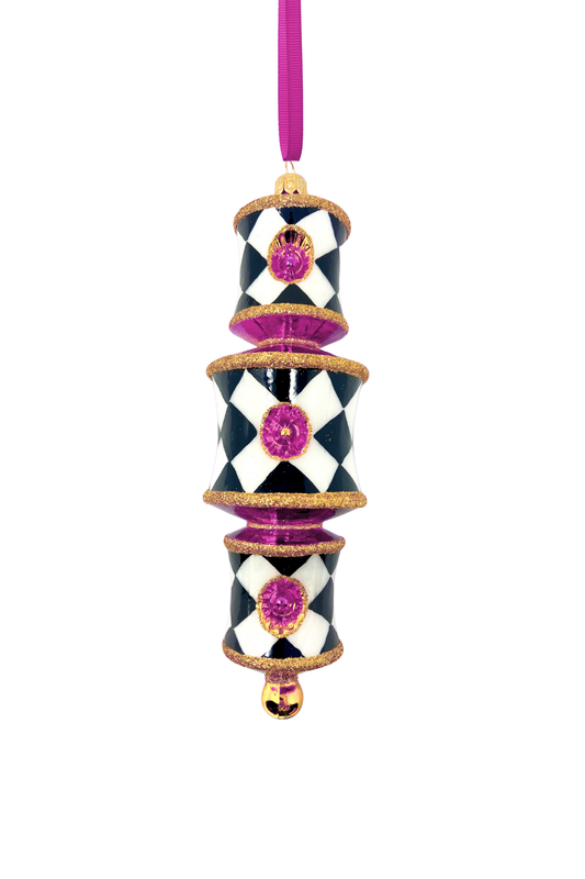 Pink Harlequin Dazzler Glass Ornament - Southlake Paws