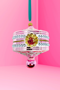Load image into Gallery viewer, Pink Harlequin Lantern Glass Ornament - Southlake Paws
