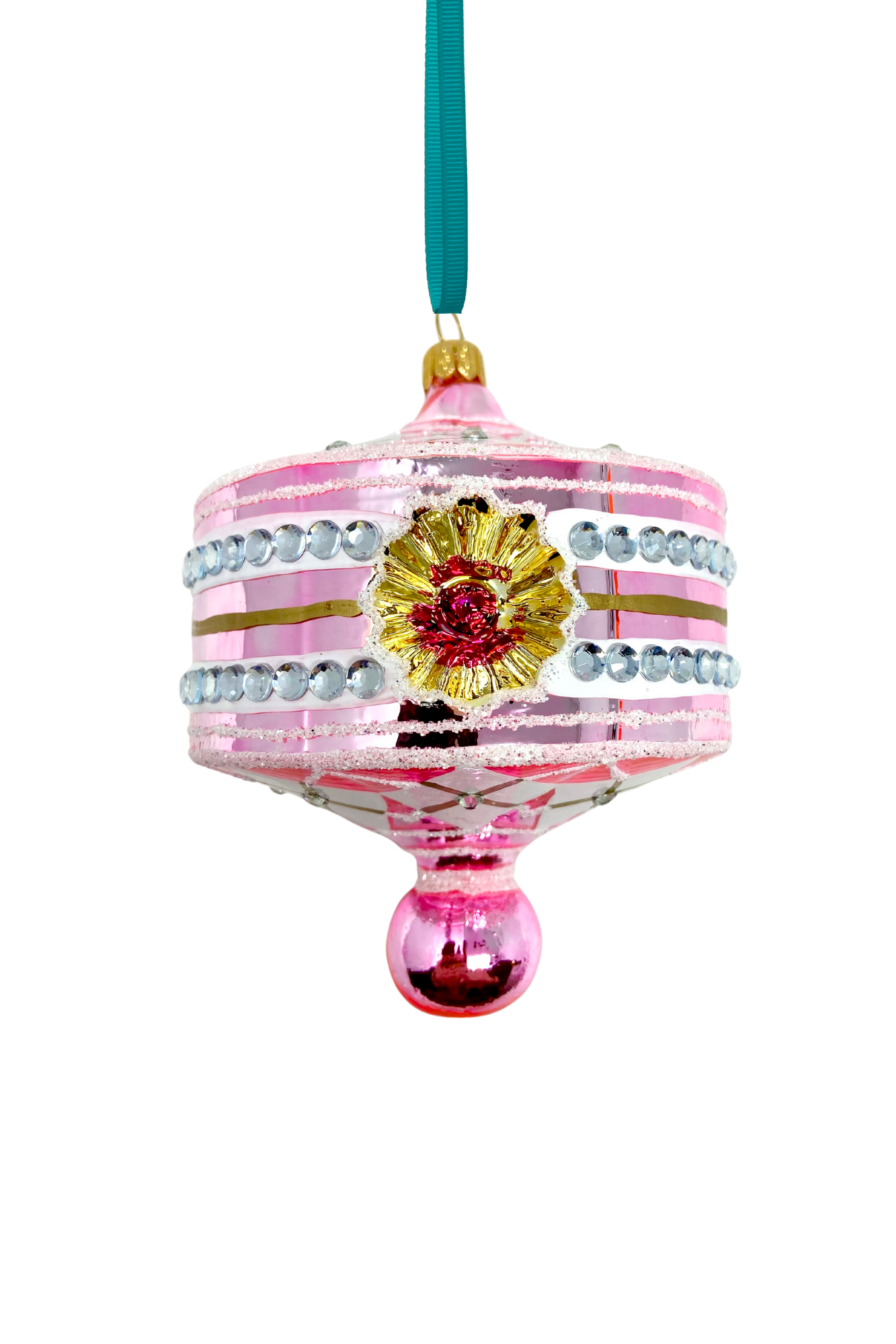 Pink Harlequin Lantern Glass Ornament - Southlake Paws