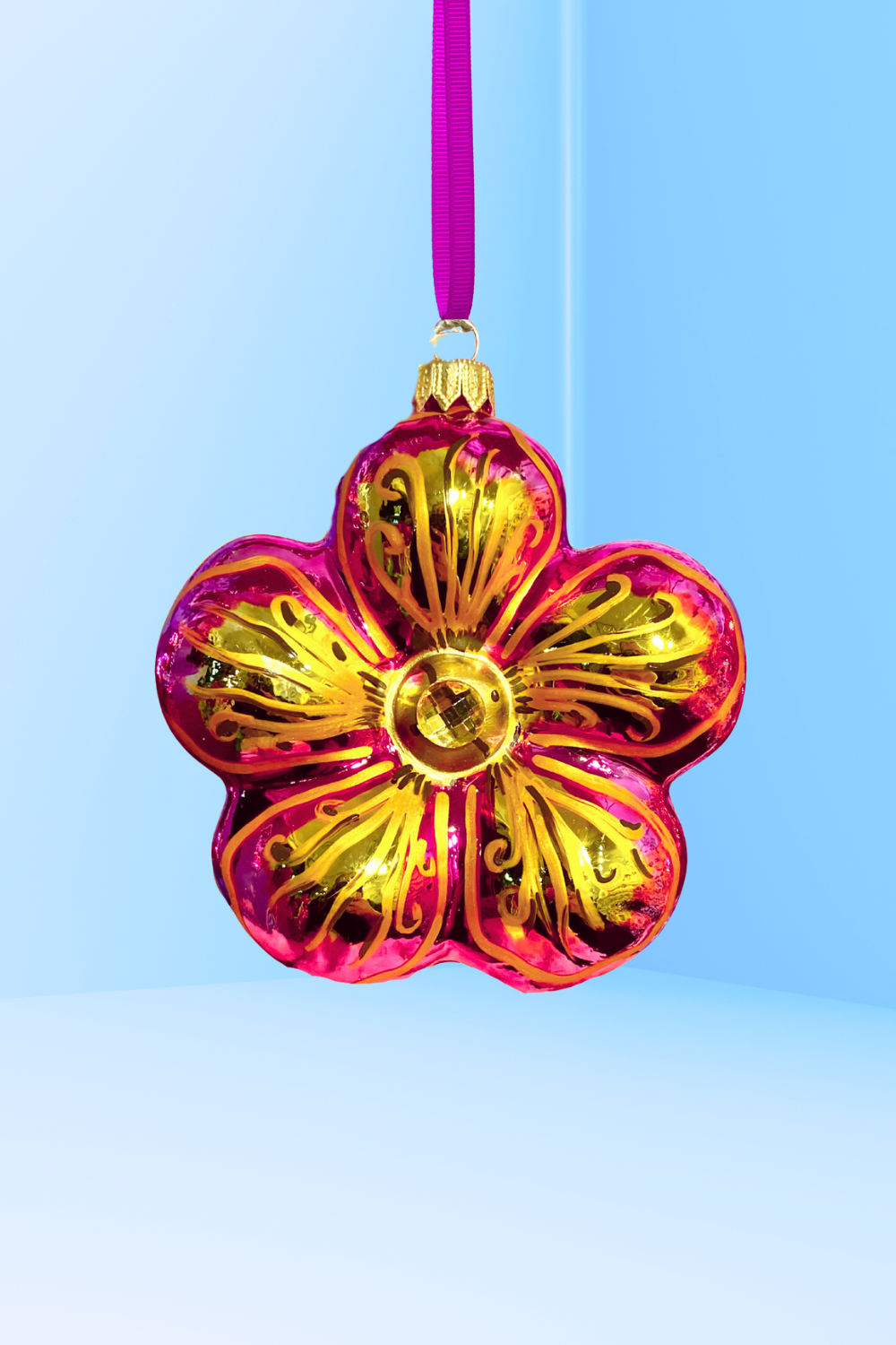 Ruby Hibiscus Polish Glass Ornament - Southlake Paws