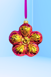 Ruby Hibiscus Polish Glass Ornament