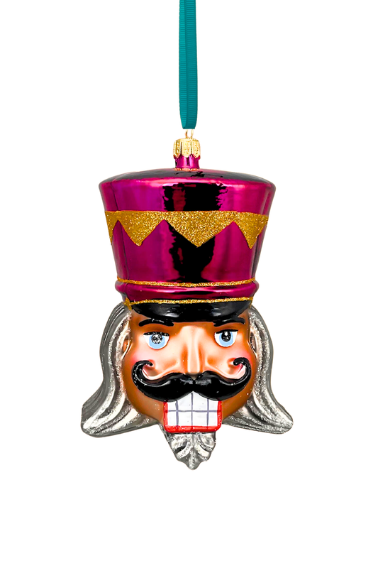 Fuchsia Pink Glass Nutcracker Ornament - Southlake Paws