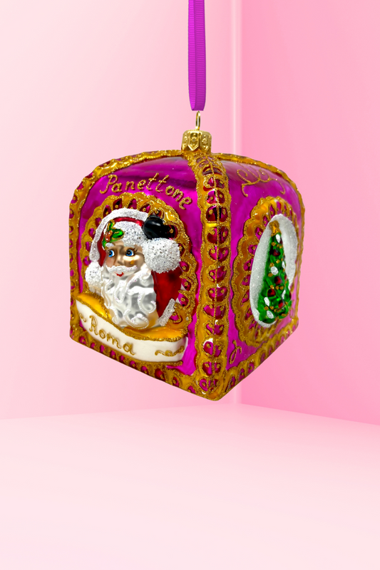 Pink Panettone Polish Glass Ornament - Southlake Paws