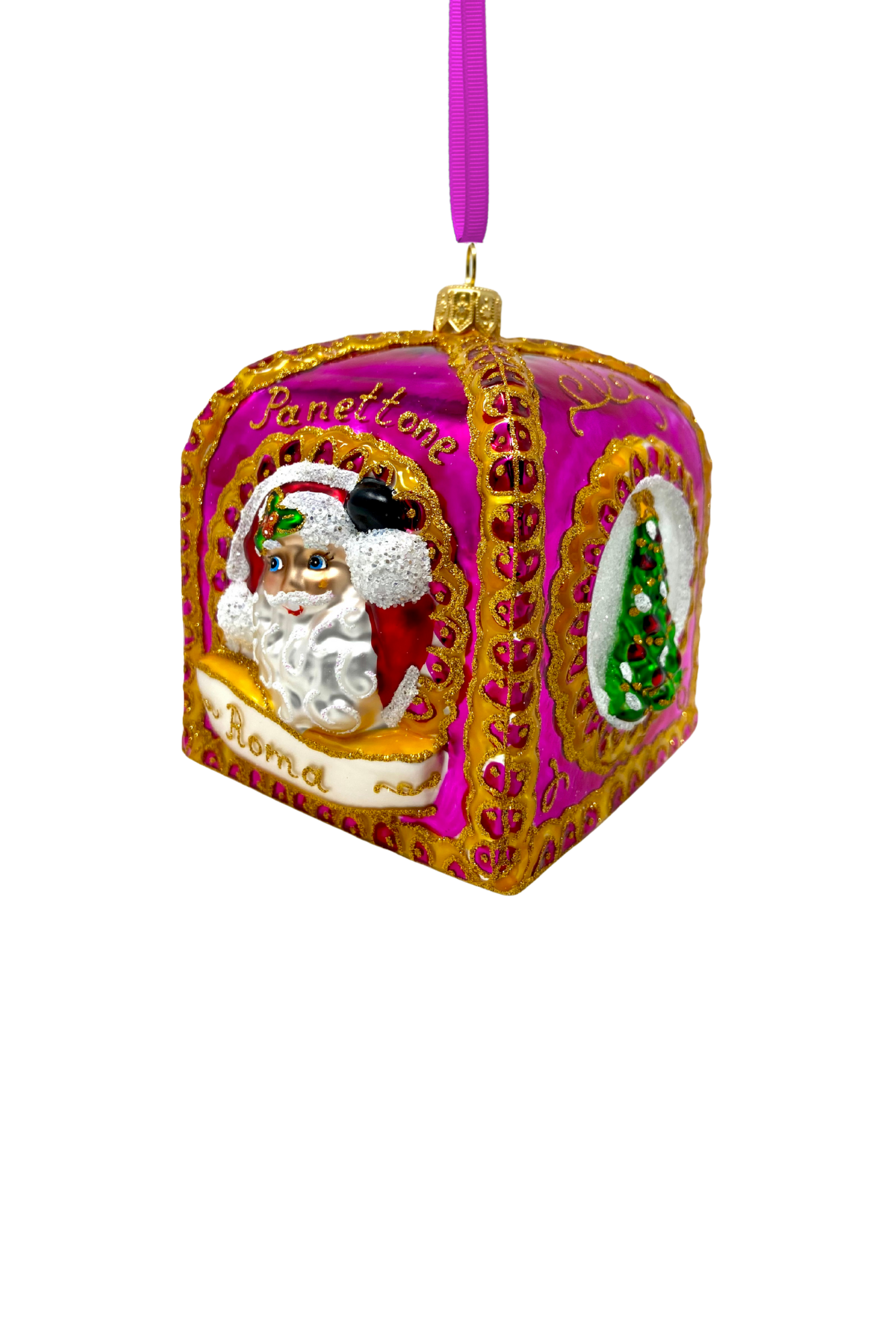 Pink Panettone Polish Glass Ornament - Southlake Paws