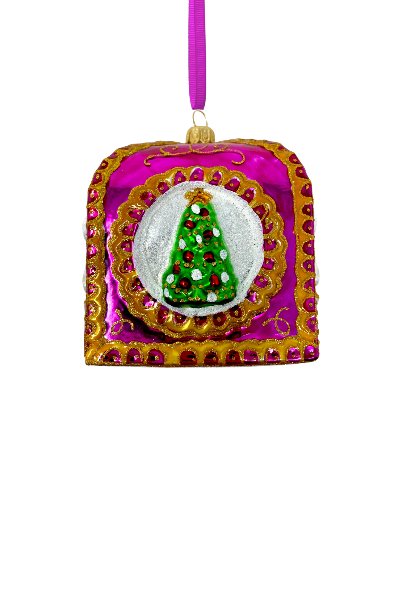 Pink Panettone Polish Glass Ornament - Southlake Paws