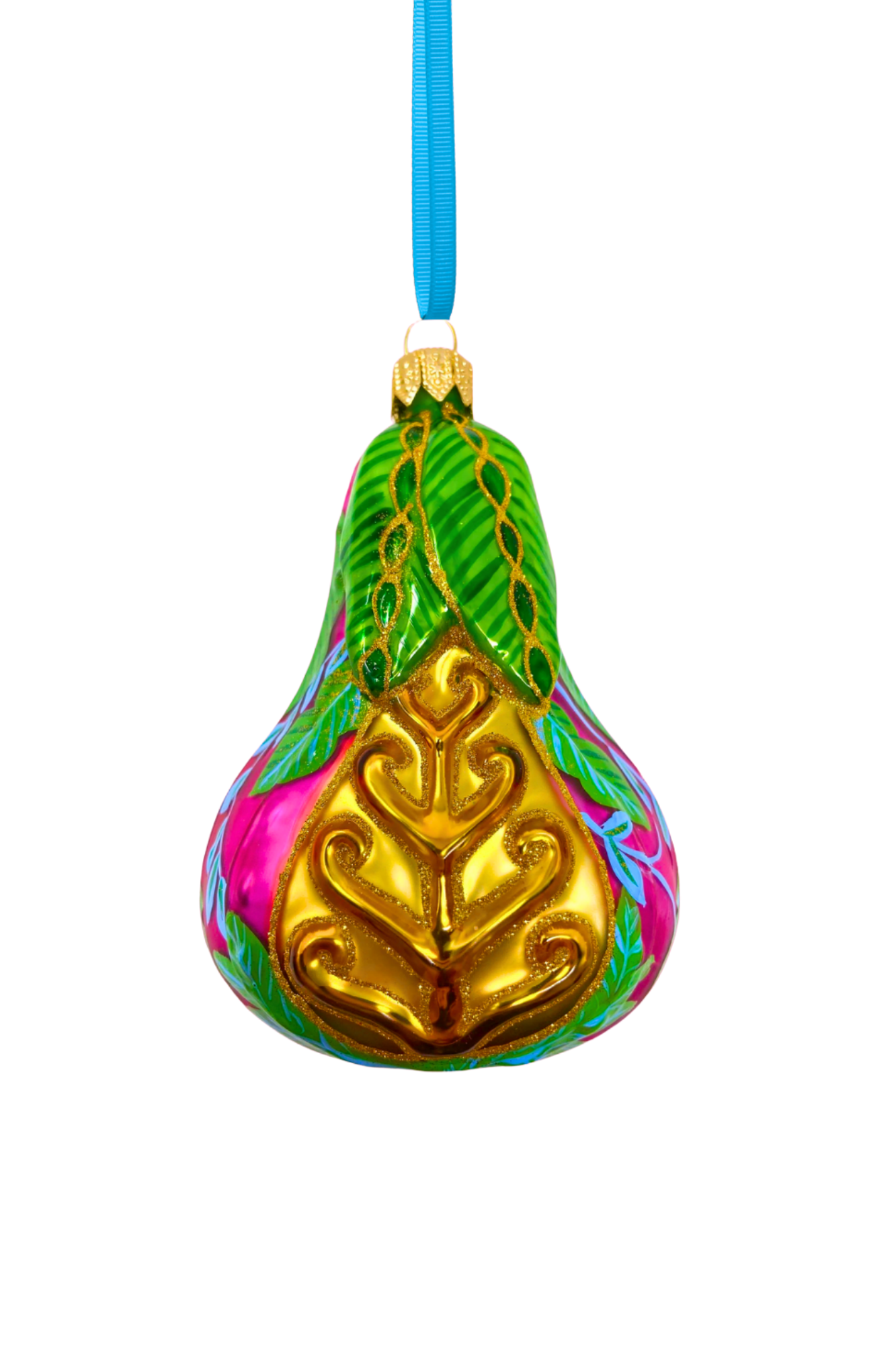Pink Positano Pear Glass Ornament - Southlake Paws