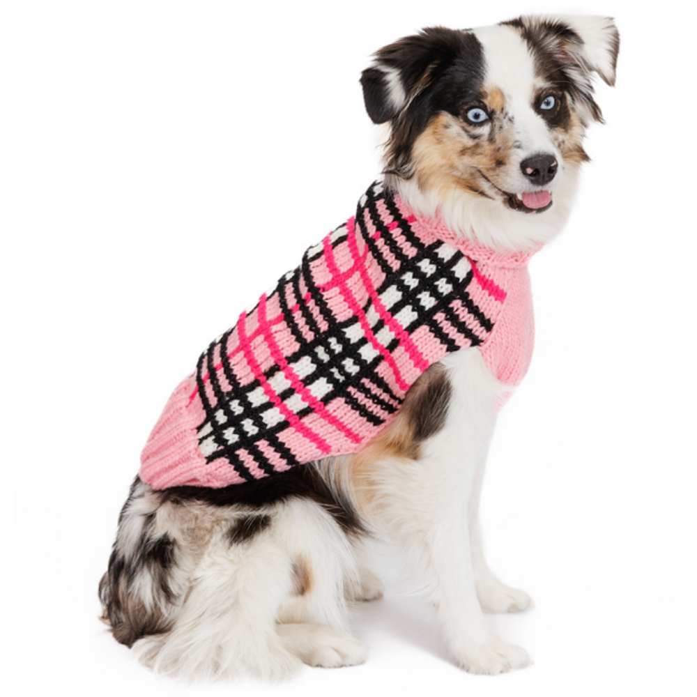 Derby Pink Plaid Dog Sweater