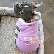 Parisian Pet 'Pampered Poochie' Luxury Dog Shirt – Trendy Embroidered Dog Apparel for Small Dogs & Cats, Purple