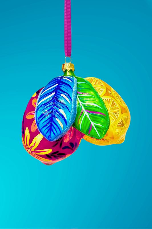 Positano Lemon Cluster Holiday Glass Ornament - Southlake Paws