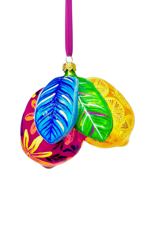 Positano Lemon Cluster Holiday Glass Ornament - Southlake Paws