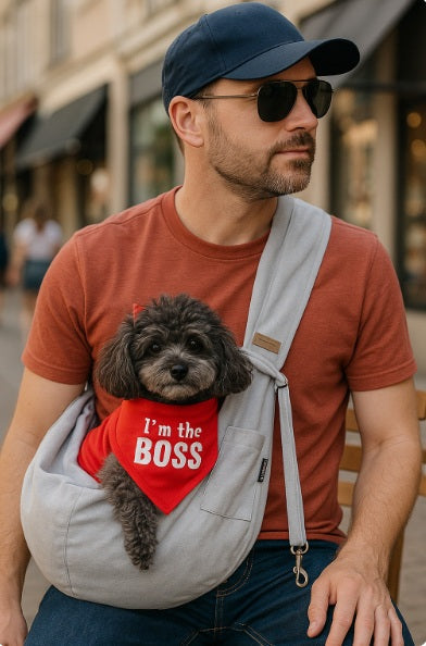 Parisian Pet - 'Gray Sling Carrier' for Dogs & Cats - Hands-Free Pet Transport Solution