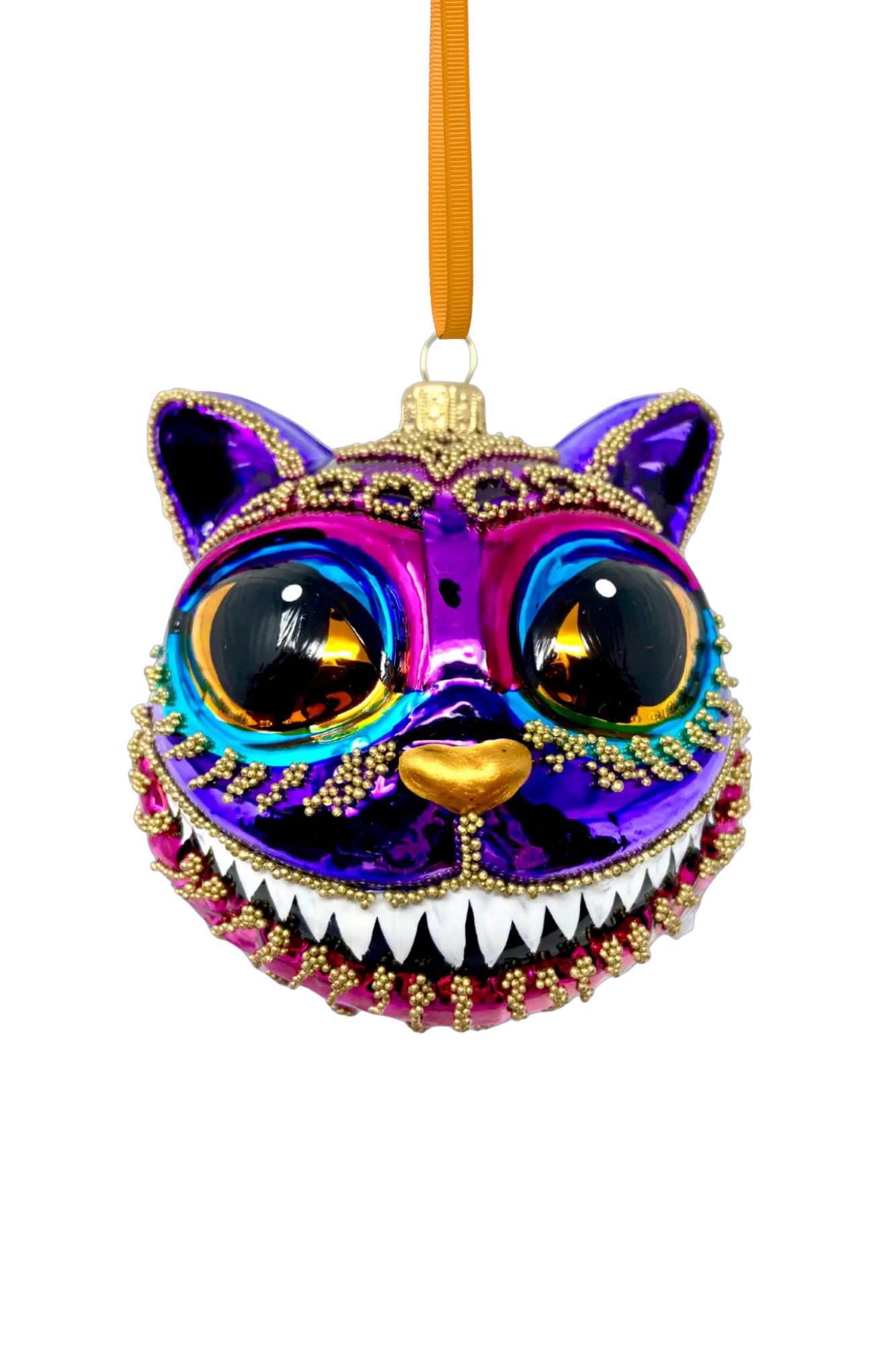Amethyst Cheshire Cat Glass Ornament - Southlake Paws