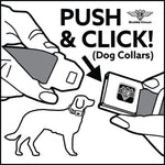 Dog Bone Black/Silver Seatbelt Buckle Collar - Michigan Outline 4-Color Wave Repeat Charcoal/Multi Color