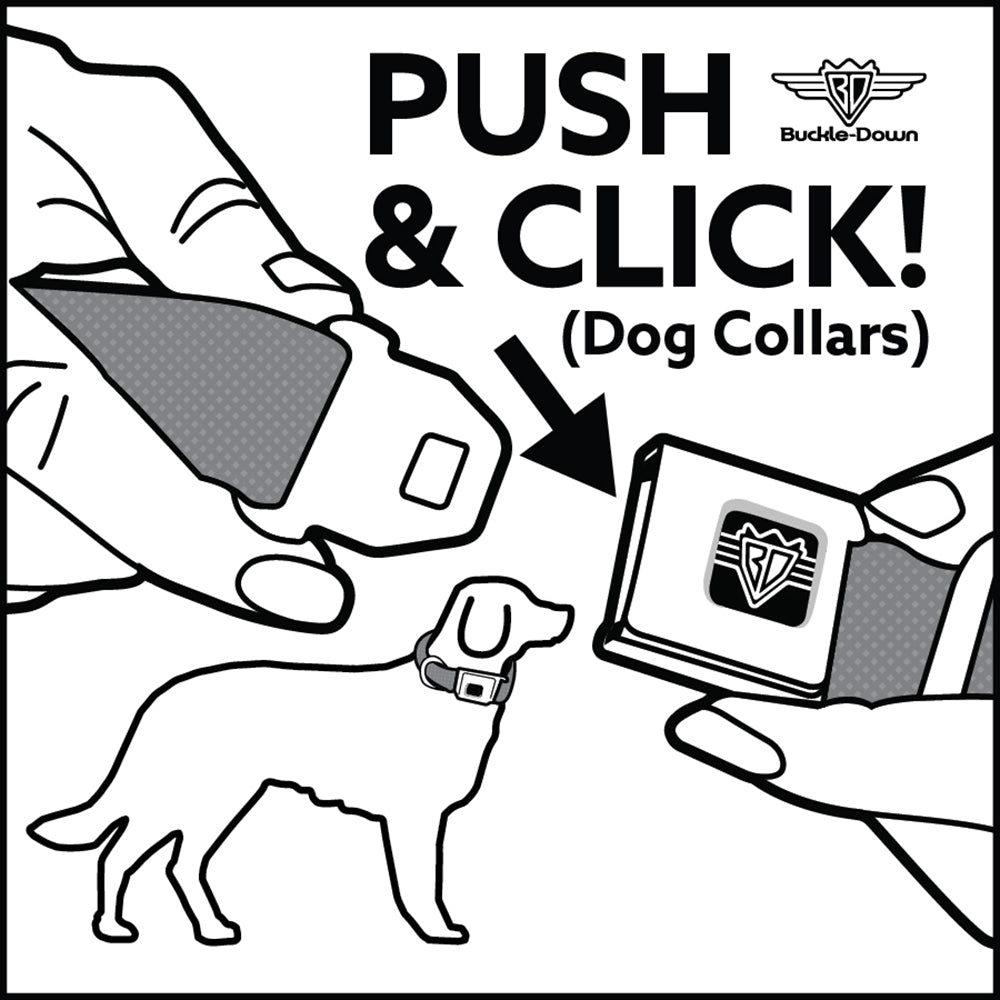 Dog Bone Black/Silver Seatbelt Buckle Collar - Pet Quote DO NOT FEED Navy/White