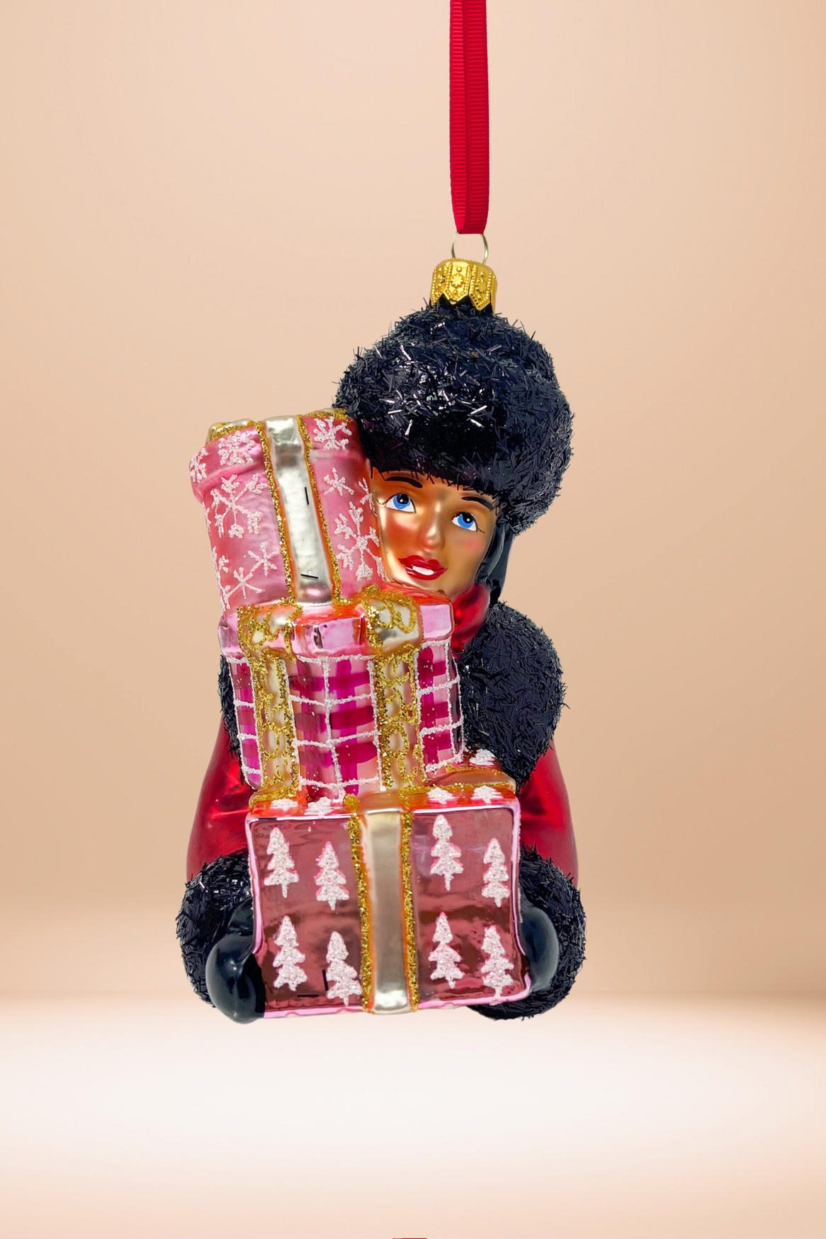 Nicole Glass Christmas Ornament (Brunette) - Southlake Paws
