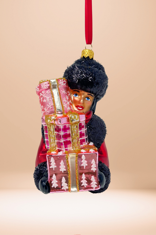 Nicole Glass Christmas Ornament (Brunette) - Southlake Paws