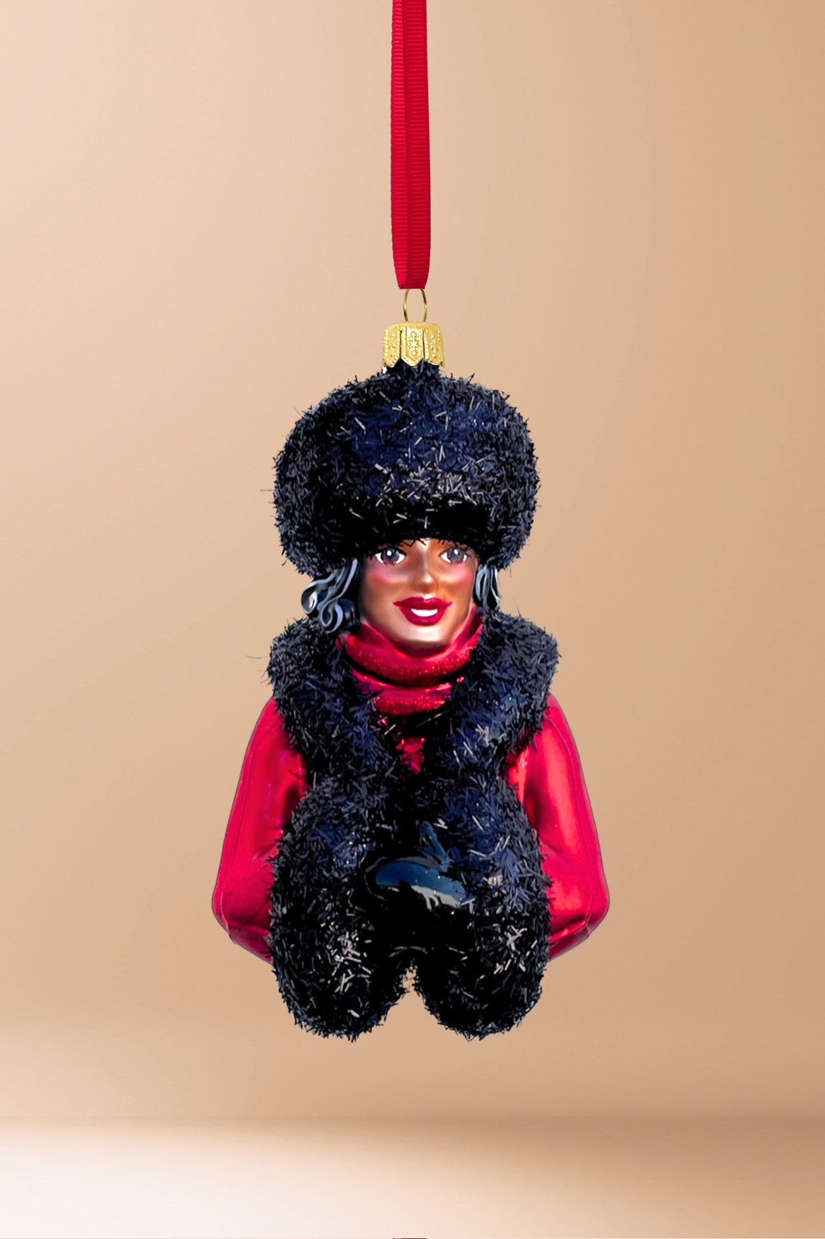 Whitney Glass Christmas Ornament (Brown Skin) - Southlake Paws