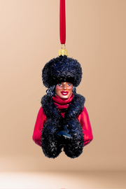 Whitney Glass Christmas Ornament (Brown Skin)